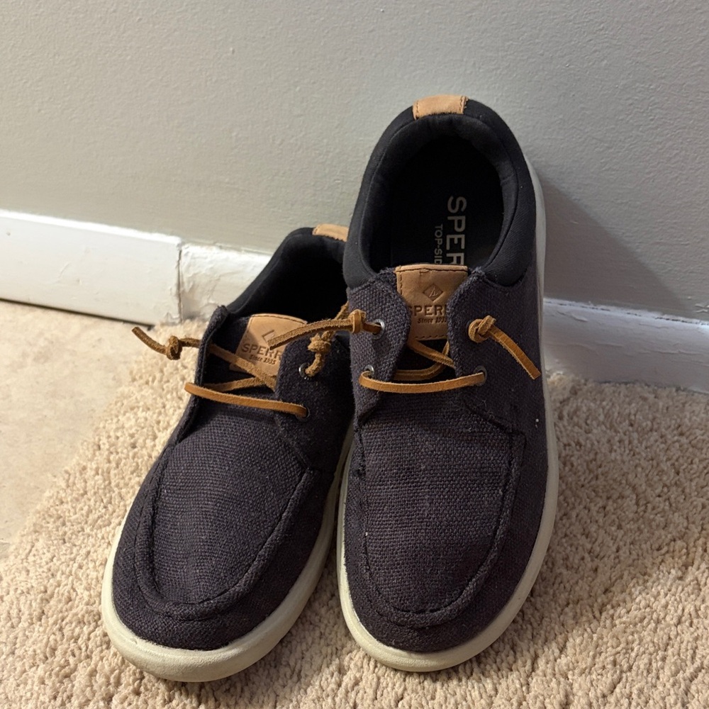 Sperry WOMENS Black and Tan Boat Shoes